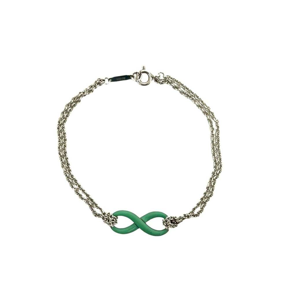 TIFFANY&Co. Tiffany Infinity Double Chain Bracelet, Sterling Silver 925, Silv...